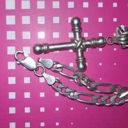 Silver Cross And Chain  