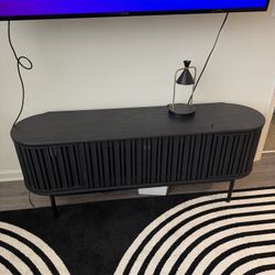 Modern Black Fluted TV Stand / Media Console