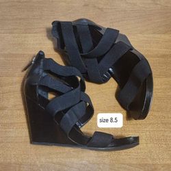 BCBG, Black Wedge Heel,  Size 8.5 
