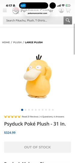 Used Pokemon Center Jumbo Psyduck Plush