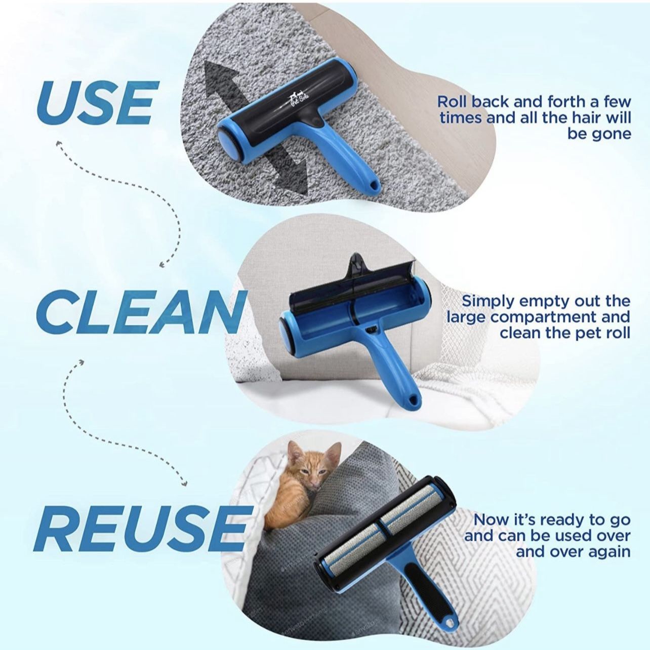 Pet Hair Roller – Reusable Lint Remover for Dog & Cat Hair – Fur Remover Tool for Furniture, Couch, Pet Bed, Car Seats, Bedding – Zero-Waste Dog Hair