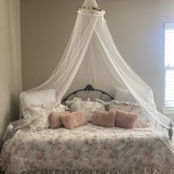 Antique Twin Bed With Bedding 