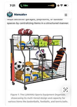 New, open box LUMAMU Sports Equipment Organizer Rack