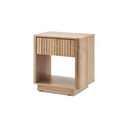 mopio Brooklyn Night Stand, Modern Farmhouse Nightstand, Small Side, Bedside Table with Drawer, End Table with Storage, Fluted Panel, Curved Profile (