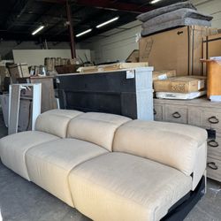 Donovan Dual-Power 3-Piece Reclining Modern Tan Modular Armless Sofa, Tan