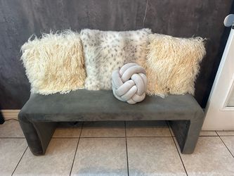 Grey Velvet Bench