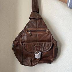 NEW! Brown Genuine Leather Purse/Backpack