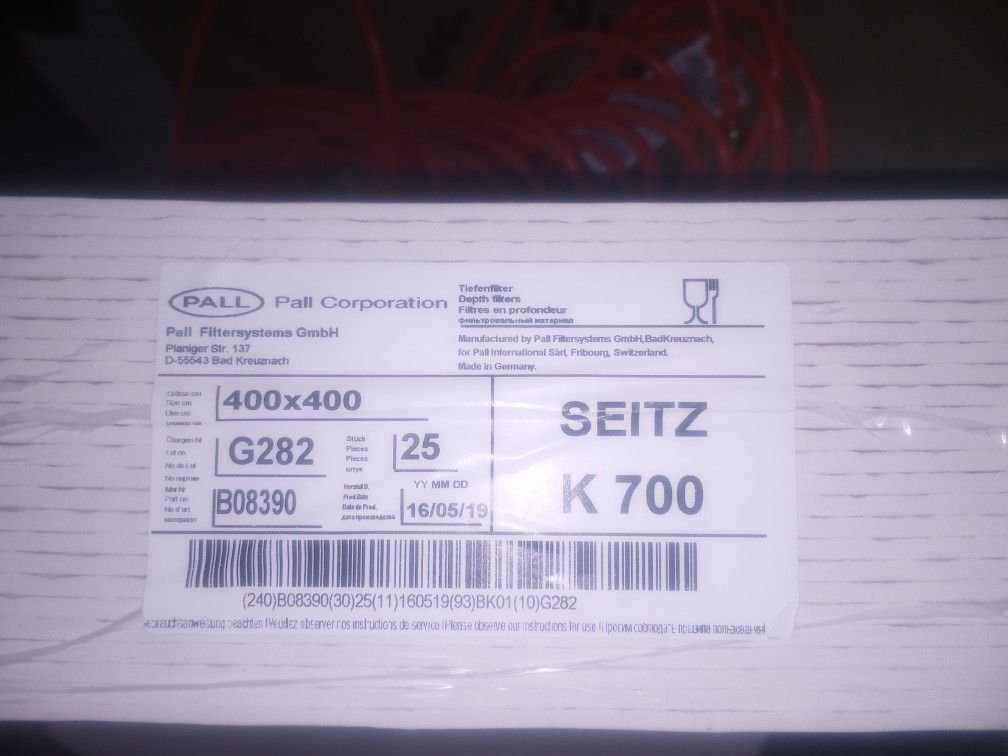 Pall Co. Seitz K700 G282 Filters