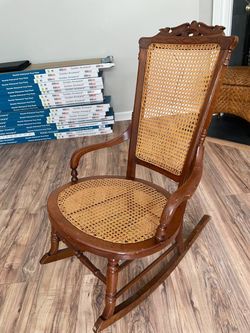 Antique Victorian Cane Rocking Chair – Elegant & Timeless