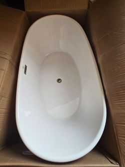 Wyndham Collection
Rebecca 60" Free Standing Acrylic Soaking Tub with Center Drain, Drain Assembly, and Overflow