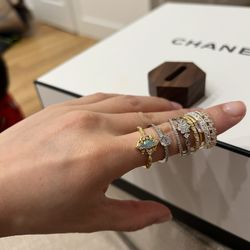 Beautiful Stacking Rings 14k Gold Plated Size 8 