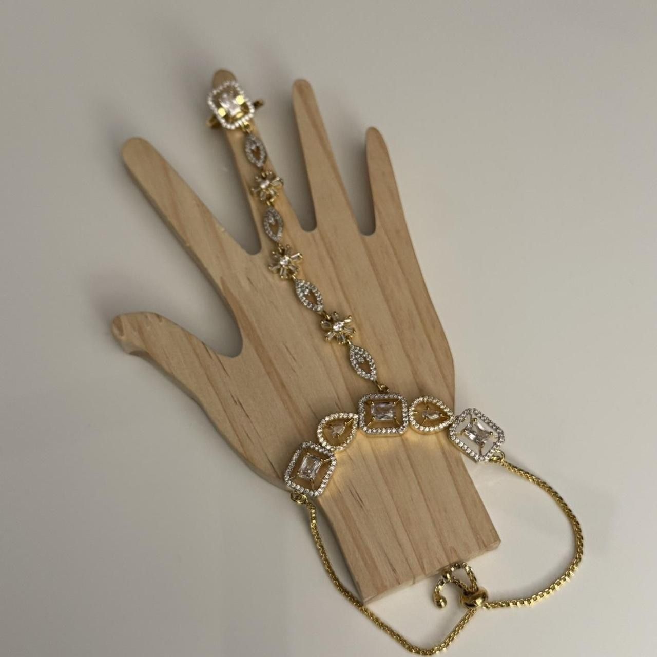 New | Indian AD Gold Ring Hand Bracelet