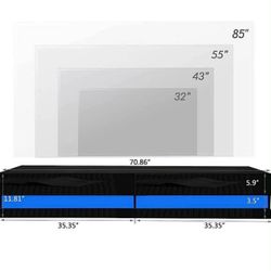 High Gloss 70in Floating TV Stand with LED Lights for 85 inch TV, Wall Mounted LED TV Stands with St