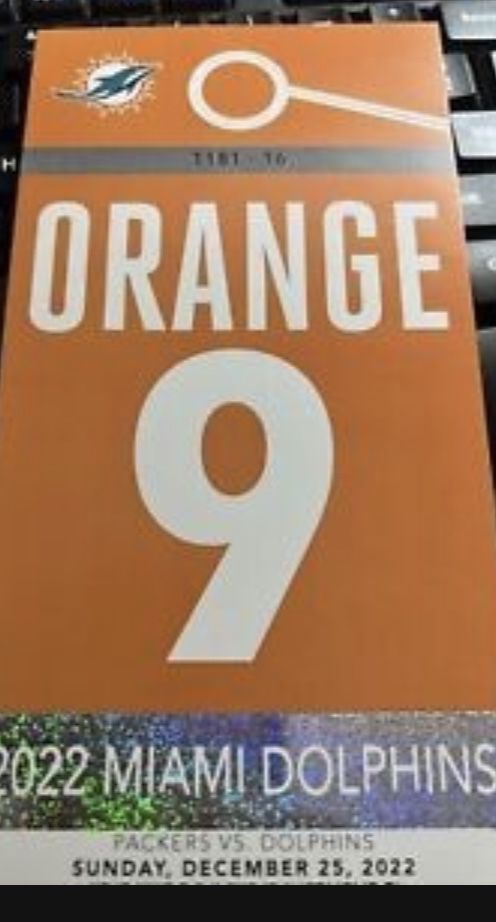 Orange Parking Pass Dolphins Packers 12 25 22