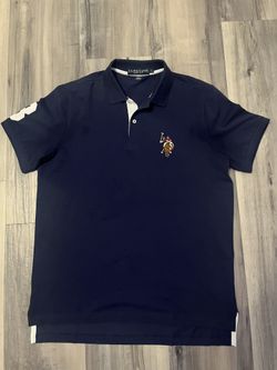 Navy polo y2k shirt with white patch