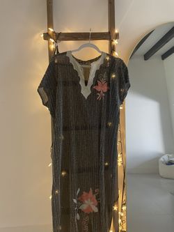 70s Vintage House Robe ,silver Dress