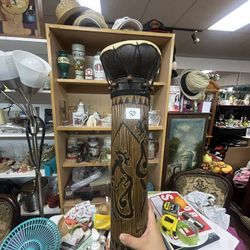 Vintage Hand Carved Bamboo Drum Bongo