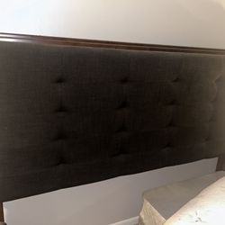 King Headboard W/ Attached Bench And Storage.
