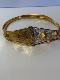 Vtg Signed Accessocraft Gold Tone Shield Stretch Chain BeltVtg