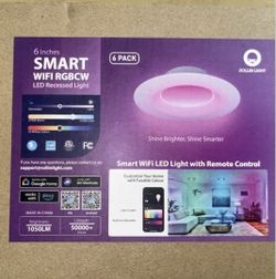Rollin Light Smart Recessed Light 4 inch 6 pack WiFi RGB color changing Canless