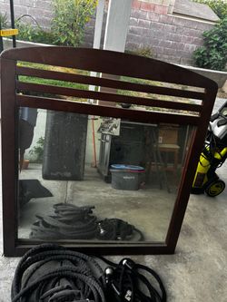 Dark Wood Framed Wall Mirror