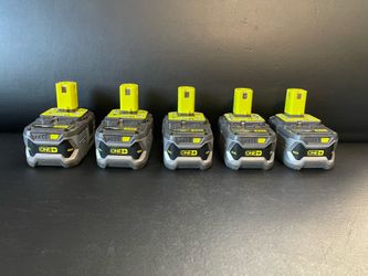 Ryobi ONE+ 18V Lithium Battery LOT – Quantity 5 - 4Ah/72Wh Model P108