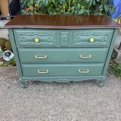 Vintage Green Painted Wooden Dresser