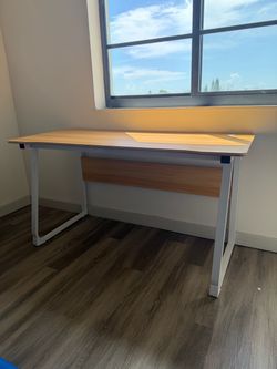 Wood Top Office / Study Desk with White Metal Frame