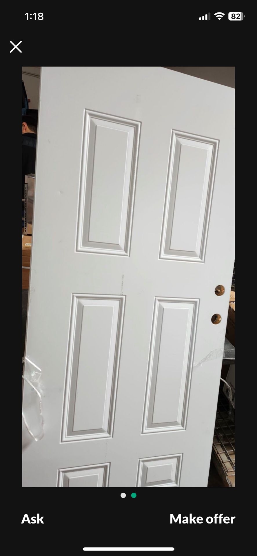 National Door Company ZZ364683R Steel, Primed, Right Hand Outswing, Prehung Front Door, 6-Panel, 36” x 80″,White