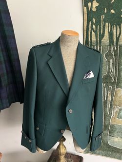 Vintage Argyle Green Wool Kilt Jacket
