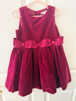 Janie and Jack Burgundy Velvet Holiday Dress 3T.