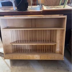Whitewash desk plate holders cabinet