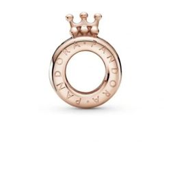 Pandora Logo & Crown O Charm, Rose Gold-Plated charm for bracelet necklace 