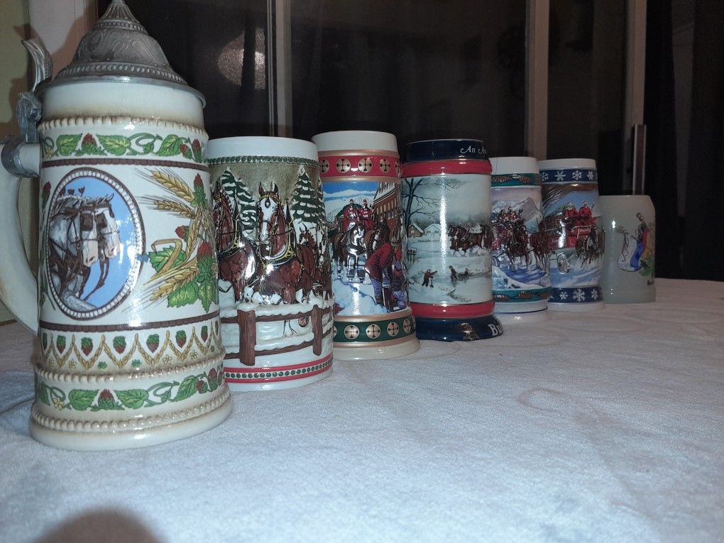 Budweiser Steins (7 Total) Collector Items