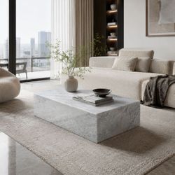 40" x 28" x 16" Nordic Blue Solid Marble Block Minimalist  Coffee Table [NEW IN CRATE] ** Retails for $1280 > (2 Avail.)