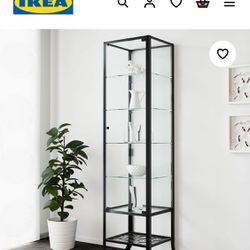 IKEA KLINGSBO Glass-door cabinet, black/clear glass,