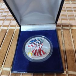 1999 American Eagle Colored Silver Dollar With COA