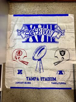 Vintage Super Bowl XVIII Fabric Wall Banner or Flag 48X45