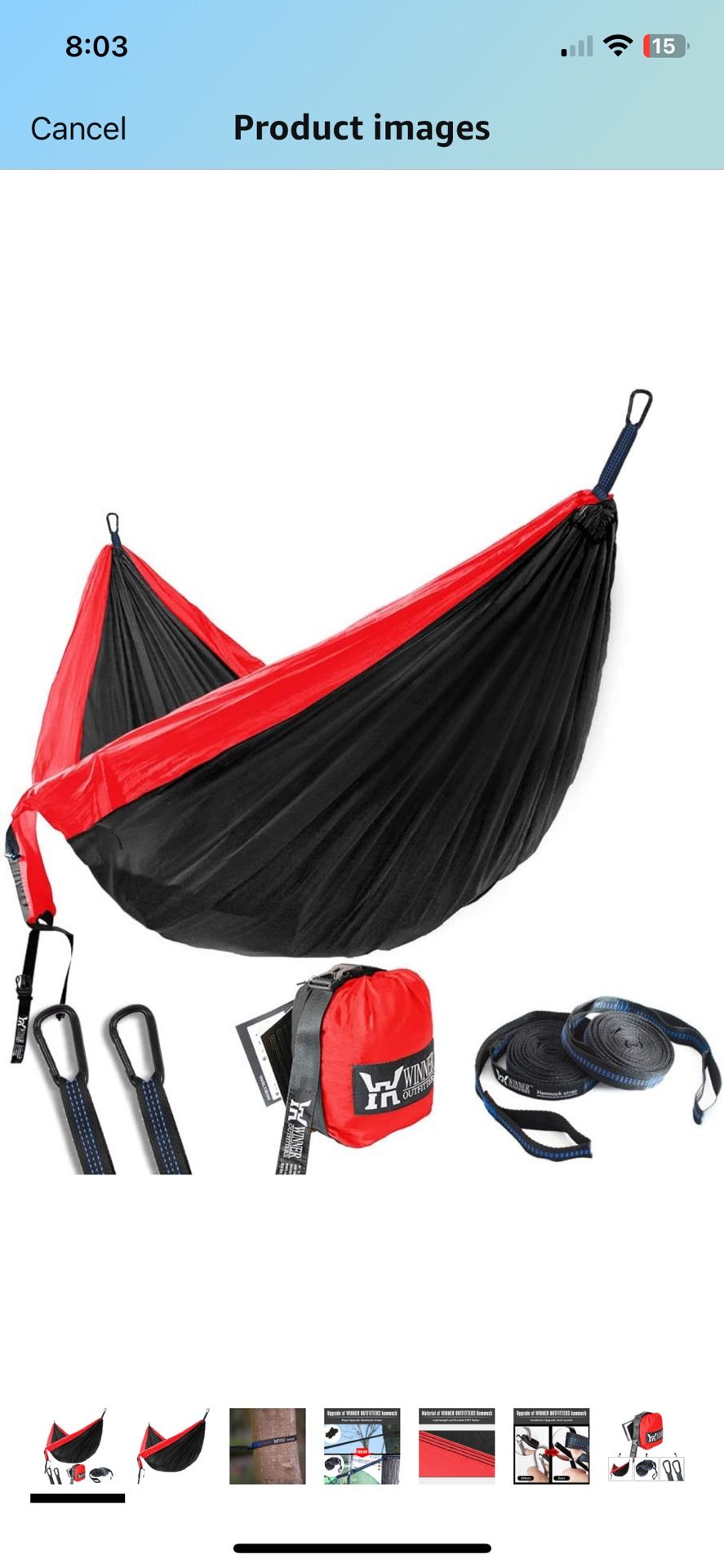 Double Camping Hammock - Lightweight Nylon Portable Hammock, Best Parachute Double Hammock for Backpacking, Camping, Travel, Beach, Yard.