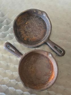 (2) Vintage 6" Cast Iron Taiwan #8 unseasoned TWO Skillet Pan Bundle Cookware