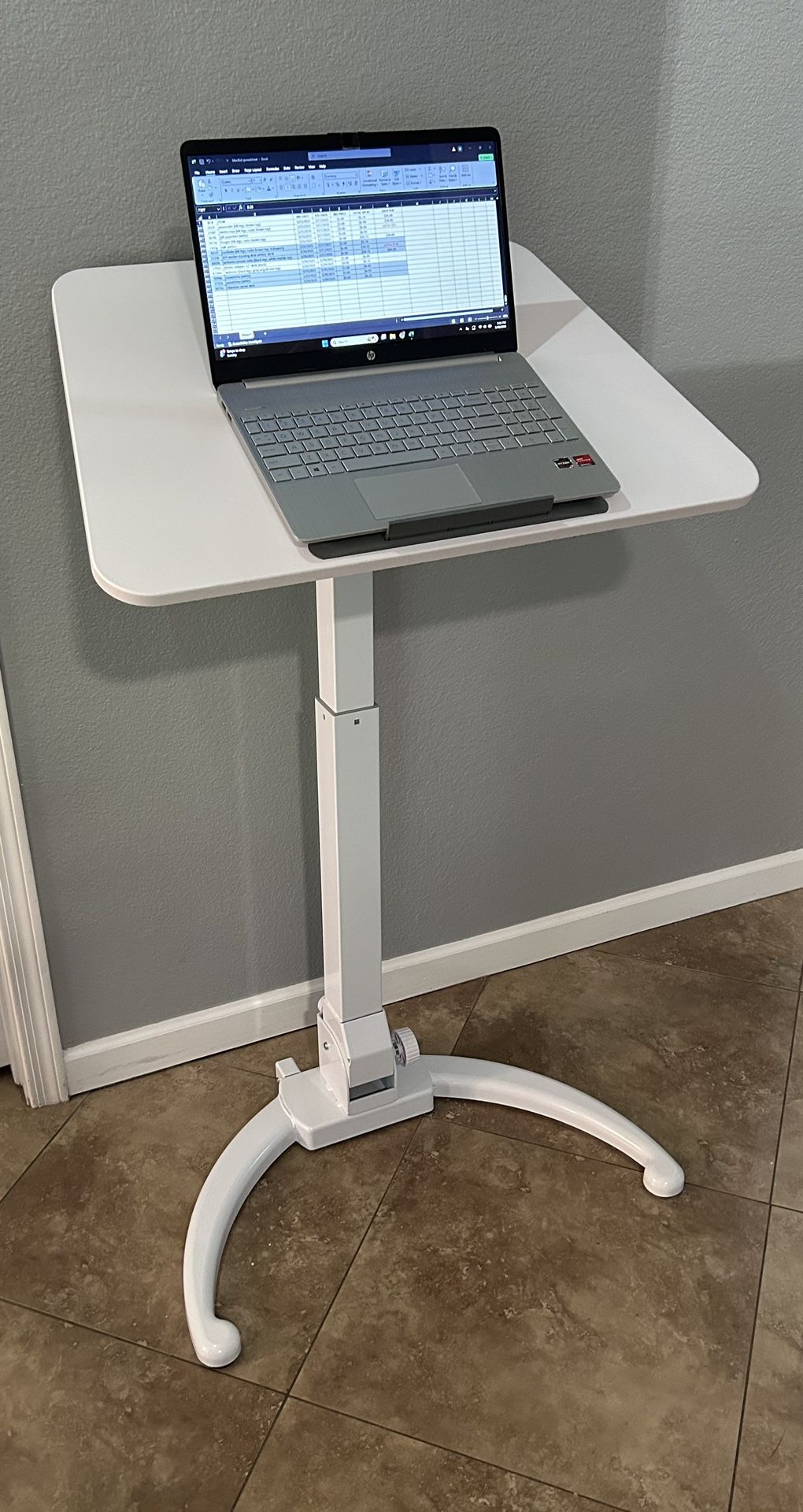 Sit/Stand White Folding Desk w/ Wheels