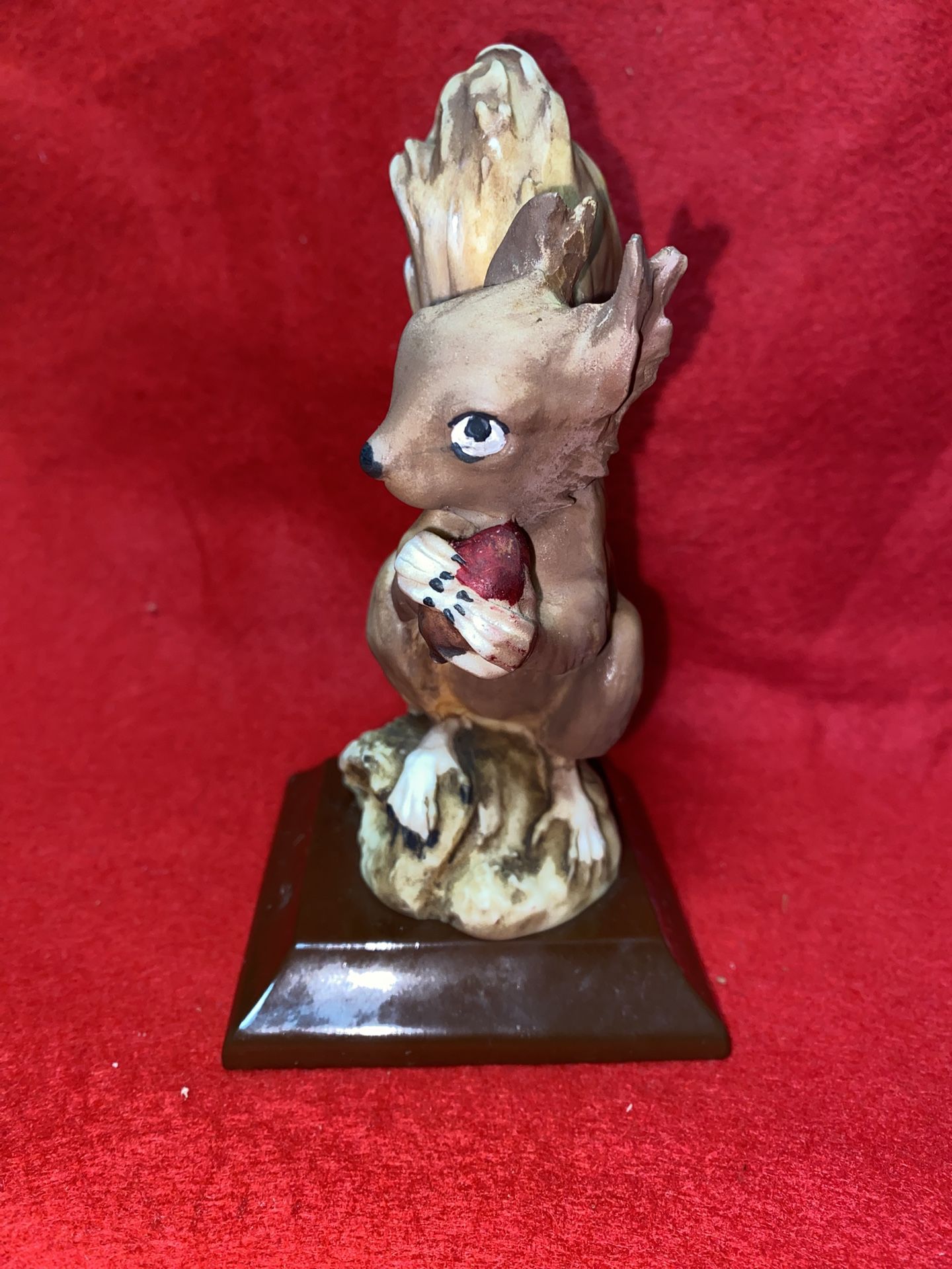 6.5 Inch x 3 Inch Painted Alabaster Squirrel Statue Imported From Greece