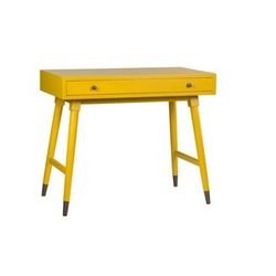 Wooden Desk With Shelf Inyellow Finish 