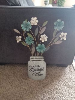 Galvanized Mason Jar Metal Flower Decor