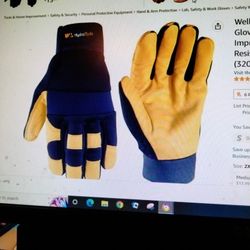 Deerskin Leather Palm Hybrid Work Gloves,LG, NEW