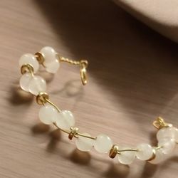 Matching Rose Quartz Earrings And Bracelet Set 