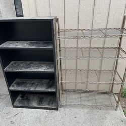 2 Metal Racks Or Shelfs For Storage Both About 5 Ft Tall