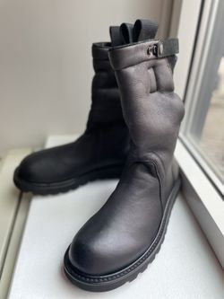 New Rick Owens Black Soft Authentic Men’s Shearling Boots 44 Made In Italy