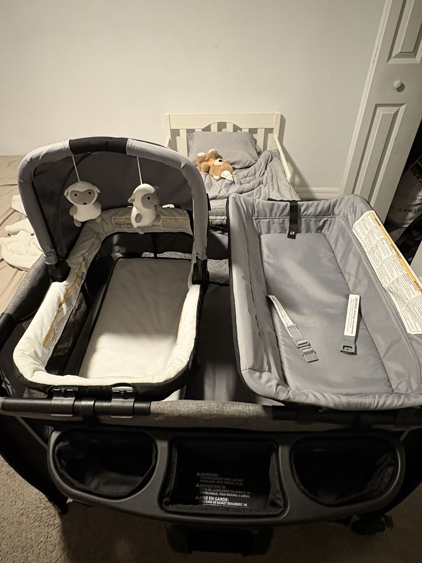 nursery center travel crib with removable bassinet & changing table