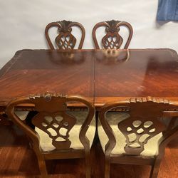 Wooden Kitchen Dinning Table 6 Chairs Brown Dinner